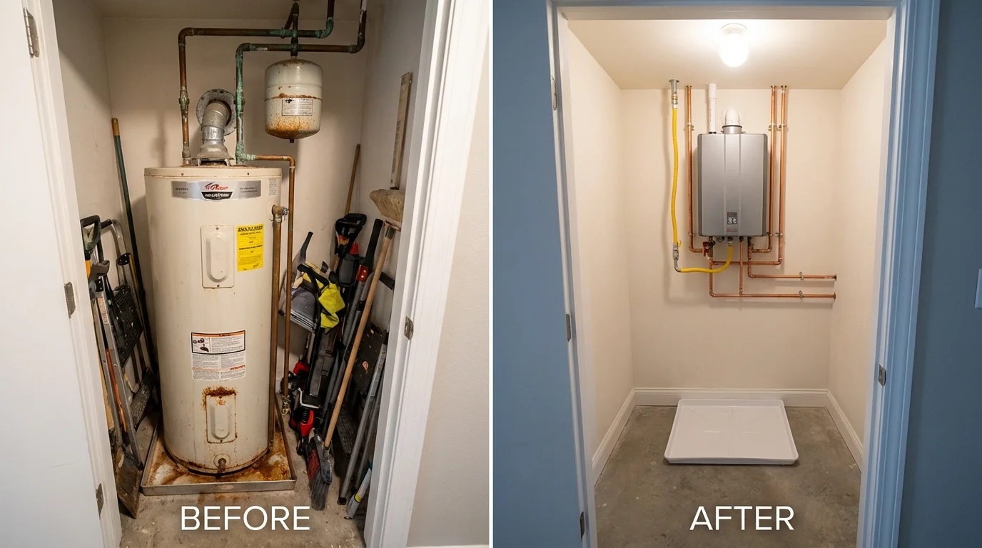Tank water heater versus wall-mounted tankless unit comparison for Salem, WV homeowners